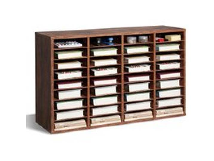 VEVOR Organiseur de littérature 36 compartiments, boîte aux lettres de bureau en bois, panneau de particules, avec étagères amovibles, trieur de fichiers pour dossiers, document, papiers, marron foncé