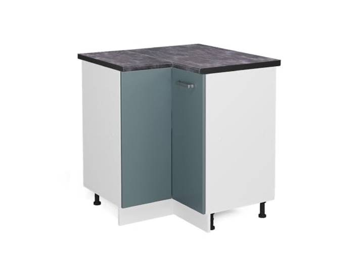Vicco Eckunterschrank R-Line, Blau-Grau, 75.6 cm Verbindet zwei Küchenseiten · Arbeitsplatte Anthrazit · Höhenverst. Füße · Metallgriffe · 1 Tür