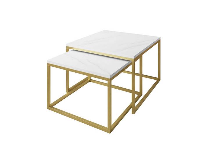 Lookway Couchtisch YOSHI 2in1 mit Levanto-Marmorplatte (2er-Set), Breite: 70 cm und 60 cm