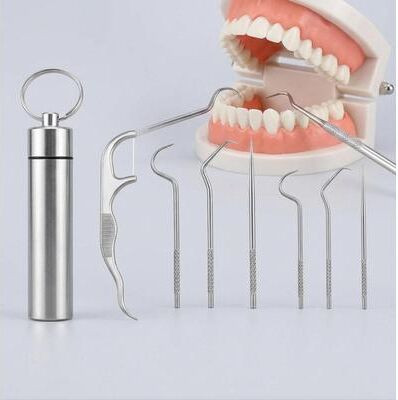 Inspired Deals 7 Piece Stainless Steel Toothpick Set Reusable Dental Pick Kit With Portable Metal Case For Oral Care 7 Piece Stainless Steel Toothpick Set Reusable Dental Pick Kit With Portable Metal Case For Oral Care