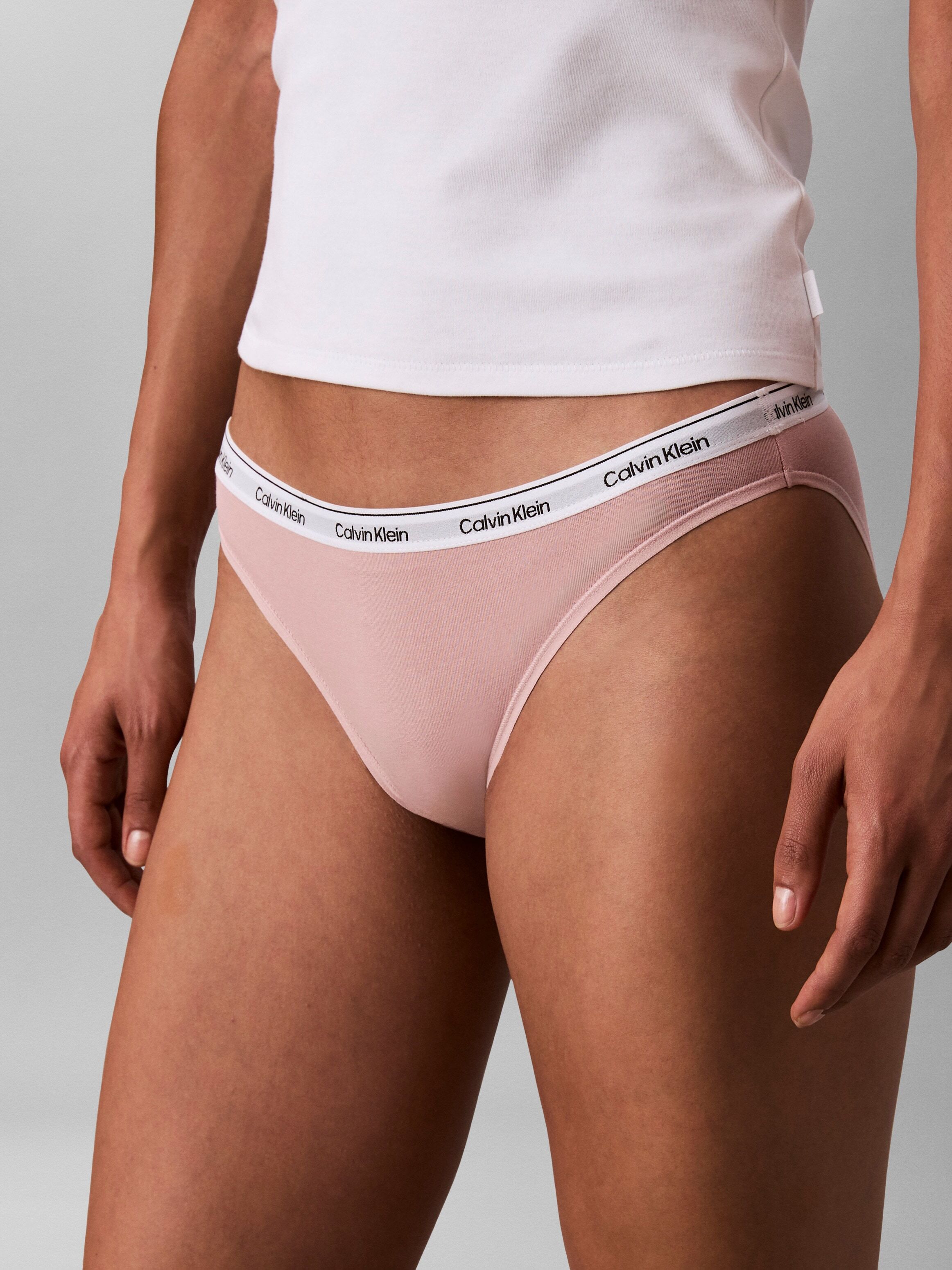 Bikinislip "BIKINI (LOW-RISE)", Damen, Gr. L (40), Jersey, rosa (subdued), Jersey, Obermaterial: 90% Baumwolle, 10% Elasthan, CALVIN KLEIN UNDERWEAR, unifarben, körpernah, Unterhosen Bikinislip, mit Logobund subdued L (40), Jersey