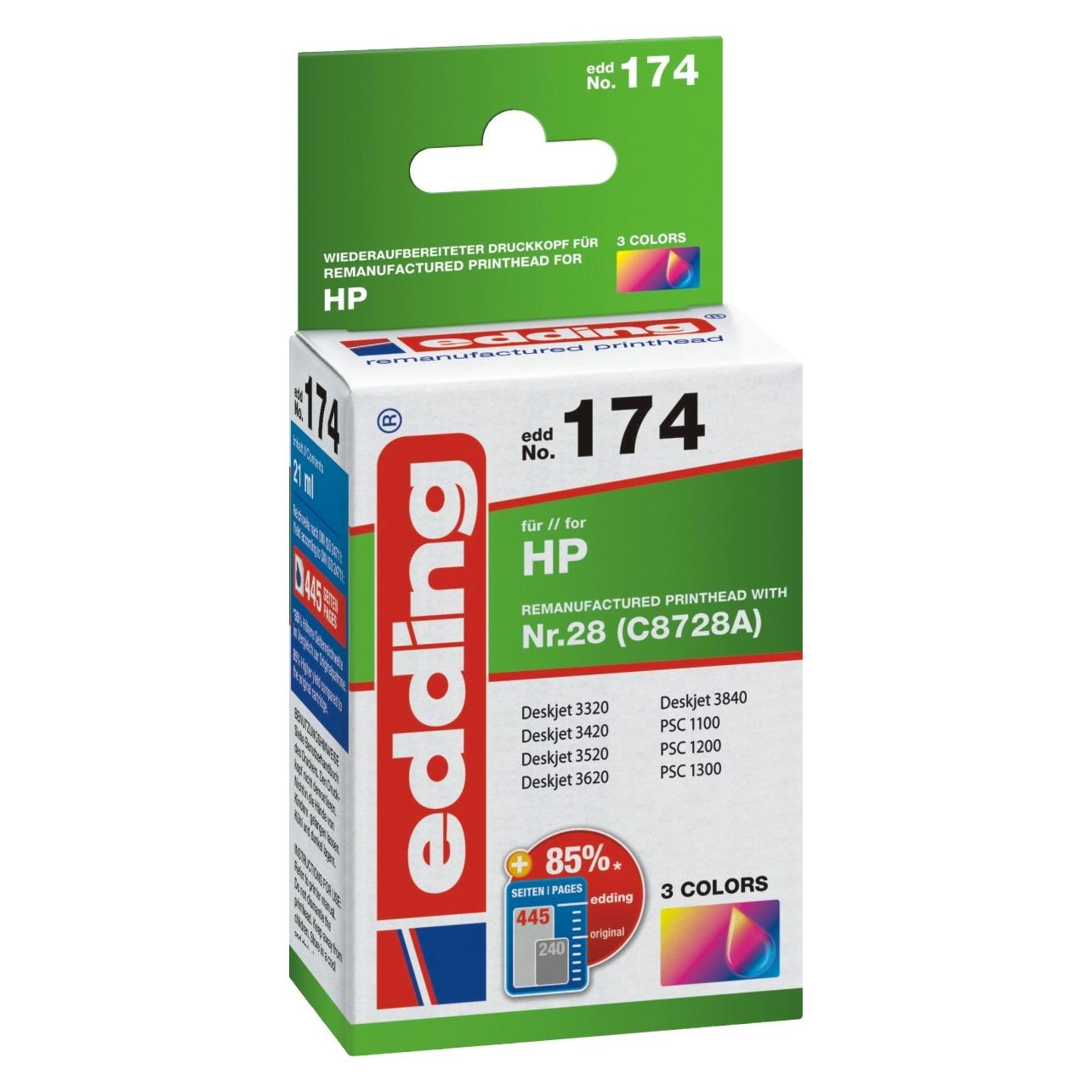 Edding Tintenpatrone Druckerpatrone ersetzt 56 (C6656A) Schwarz (BK) (18-175)