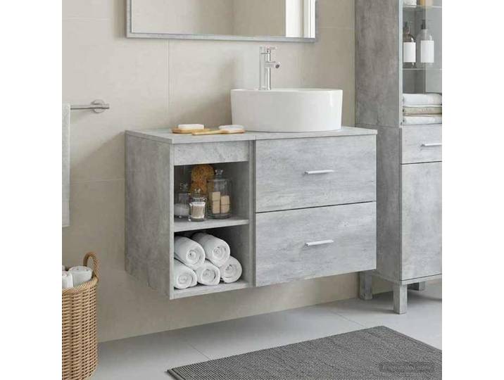 Ensemble de mobilier de salle de bain 2 pc Gris béton 3403907