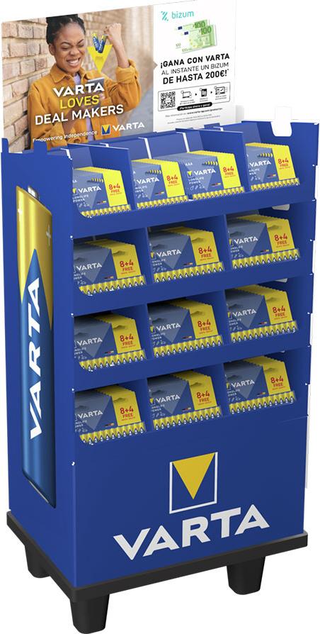 présentoir promotionnel de piles longlife power 8+4 avec 133 packs (52 packs aaa et 81 packs aa)