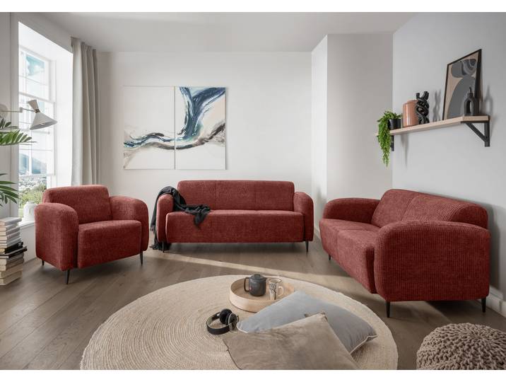 Polstergarnitur HOME AFFAIRE Marone bequem, zeitlos & elegant , orange (koralle, koralle), H:76cm T:90cm, 100% Polyester, Sitzmöbel-Sets, Polstergarnitur, auch einzeln erhältlich