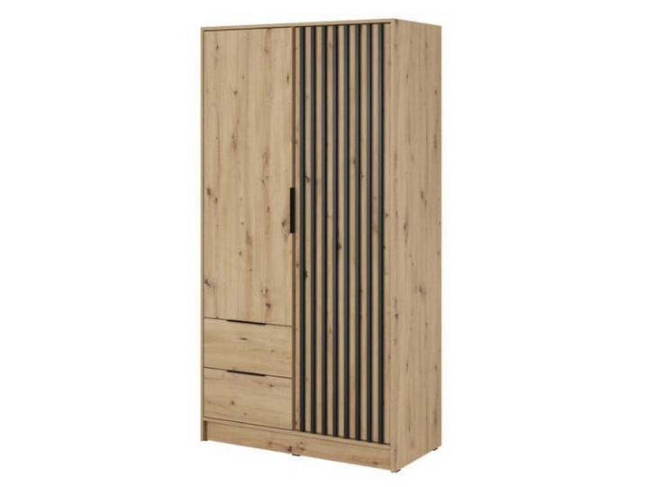Sepro Meble Schrank Artisan Eiche Kelly Zweitürig Mit Lamellen 105 cm, Eiche Artisan, 105x200x51 cm, Schlafzimmer, Kleiderschränke, Drehtürenschränke