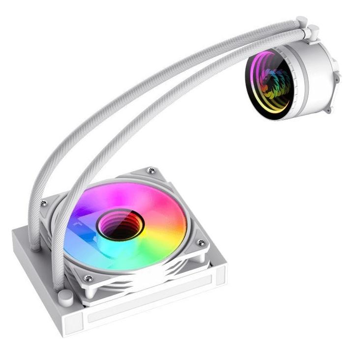 GameMax Iceburg 120mm ARGB Liquid CPU Cooler, 12cm ARGB PWM Fan, Infinity Mirror RGB Rotatable Pump Head, Wh (ICEBURG 120 WT)
