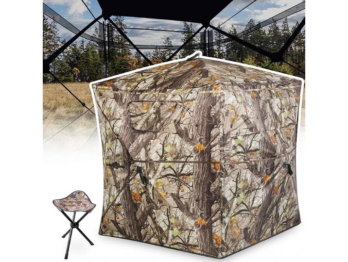 Tente de camouflage de chasse à 270 degrés avec angle de vue dégagé, ouverture rapide, portable et légère