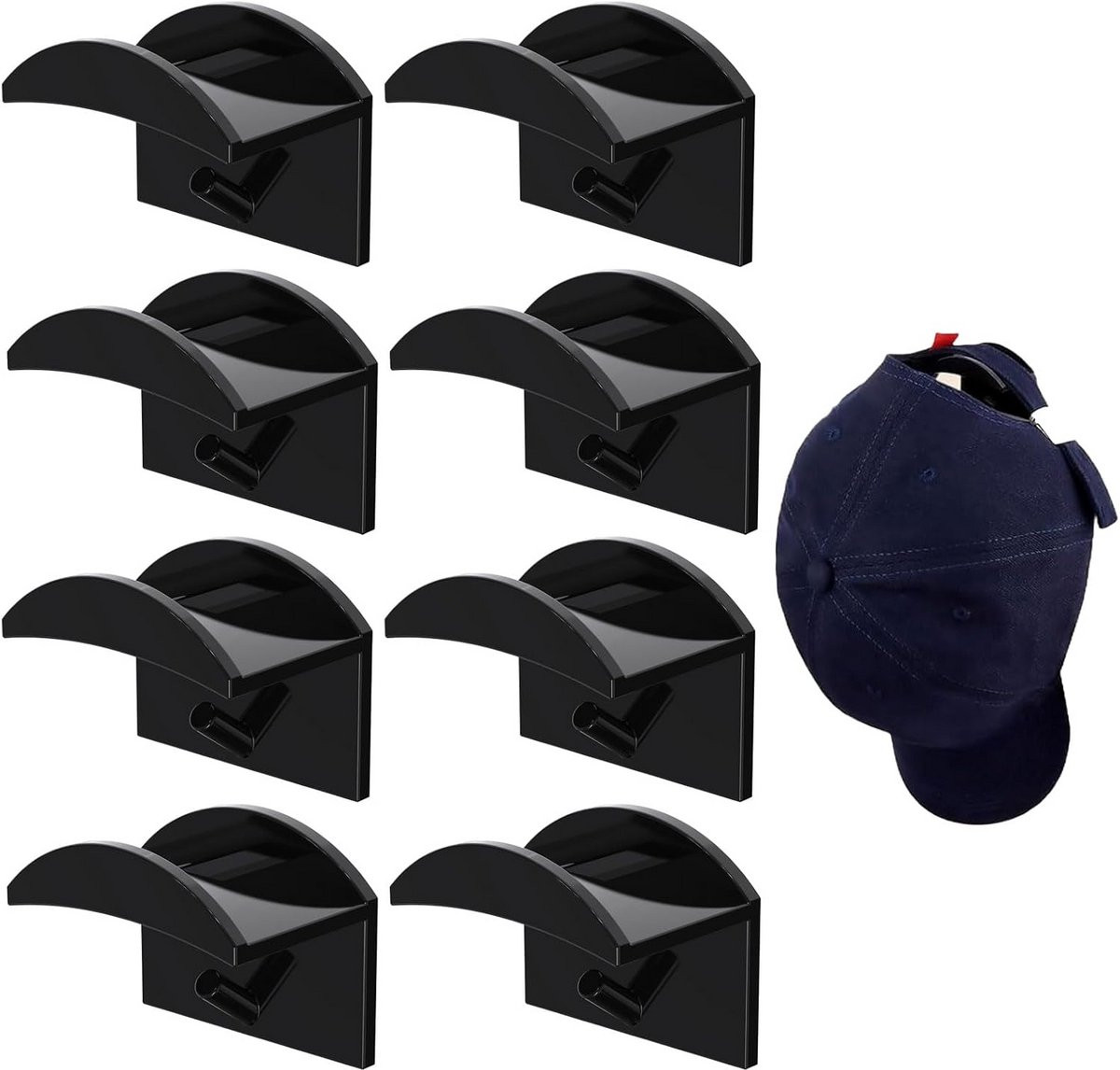 Set van 8 zelfklevende muurhouders voor hoeden en accessoires