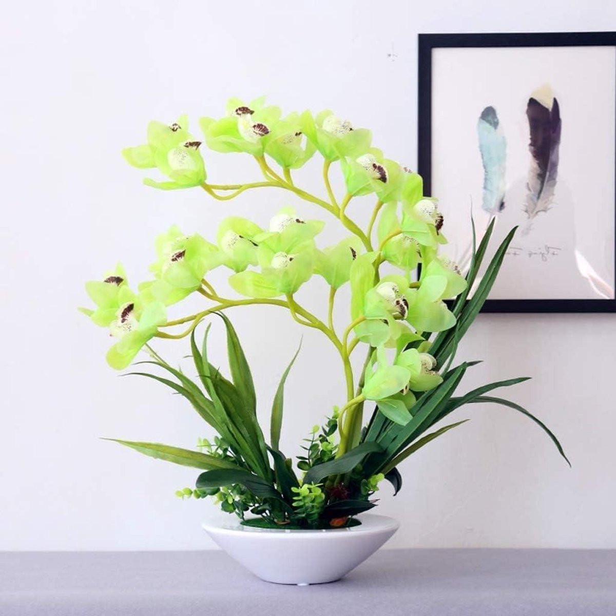 Paarse zijden orchidee kunstbloem met pot - 60 cm hoog