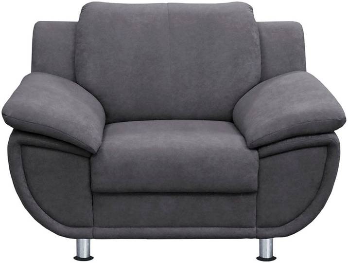 Sessel TRENDMANUFAKTUR Rondo 121 cm, Big-Sessel, komfortabel, Federkern optional, Chromfüsse , grau (anthrazit), B:121cm H:85cm T:94cm, NaturLEDER (echtes Rindsleder);Microfaser PRIMABELLE (100% Polyester);Kunstleder SOFTLUX;Struktur ( 77% Polyester, 23% Polyacryl), Sessel, Sessel, Big-Sessel wahlweise mit Federkern, bequem