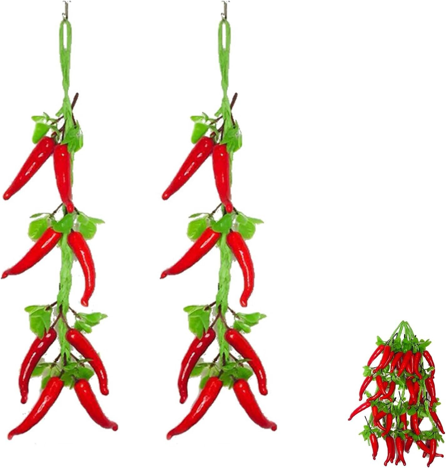 Set van 2 realistische kunstmatige chilipepers voor keuken- en interieurdecoratie