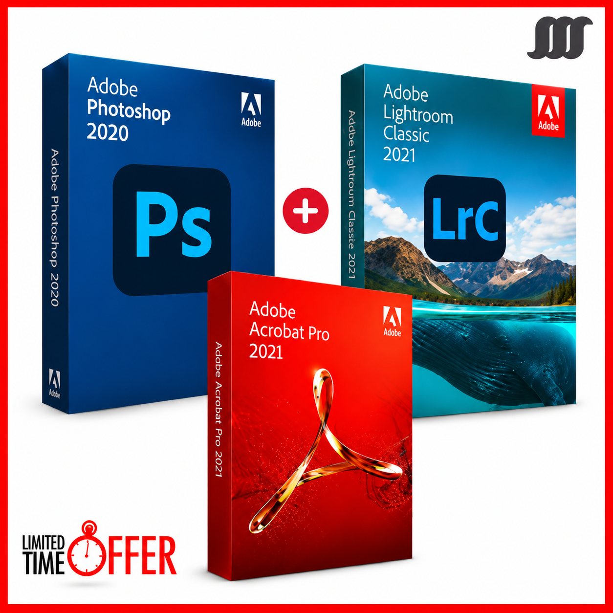 Adobe Photoshop 2020 + Lightroom Classic 2021 + Acrobat Pro 2021 – Lifetime Bundle for Windows