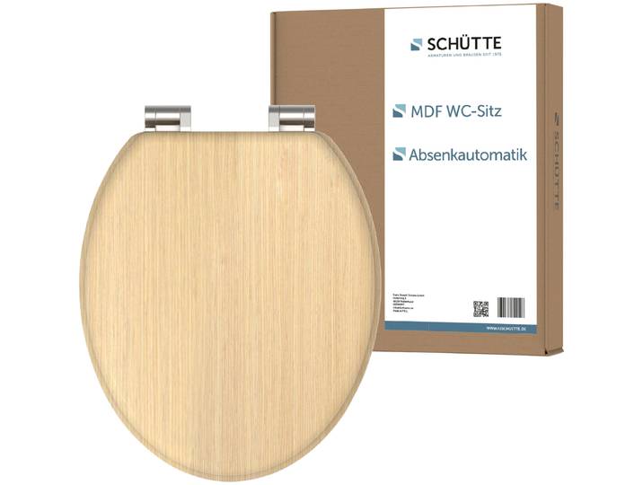 WC-Sitz SCHÜTTE NATURAL WOOD , braun (holzoptik), B:37,5cm H:5,5cm L:43,5cm, MDF - Mitteldichte Holzfaserplatte, WC-Sitze, WC-Sitz, Toilettendeckel, mit Absenkautomatik