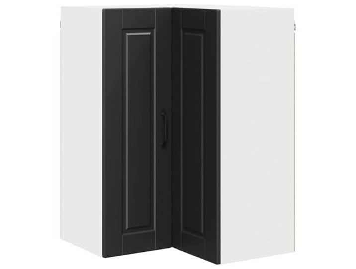 HKTMGDNG Wand-Eckschrank PORTO Schwarz 57x57x80 cm Holzwerkstoff Platzsparender Eck-Hängeschrank für die Küche mit 3 Ebenen und 2 Türen sorgt für Ordnung und Struktur auf Augenhöhe.