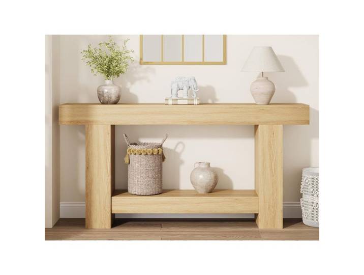Table Console d'entrée 160 cm Console Meuble 2 Niveaux de Rangement Style Ferme pour Salon entrée Couloir Couleur Bois
