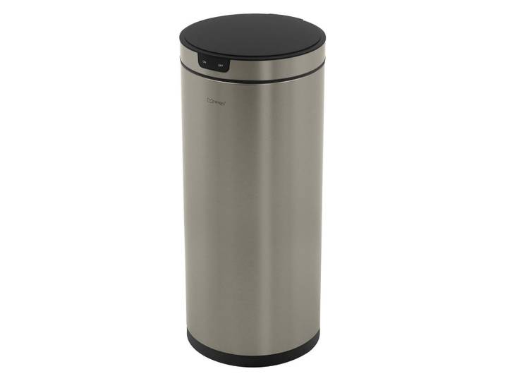 Ml-Design Mülleimer mit Sensor 40L rund aus Edelstahl Silber, Silberfarben, Metall, Zylindrisch, 29x68x29 cm, Haushalt & Reinigung, Reinigung, Mülleimer & Abfallsammler