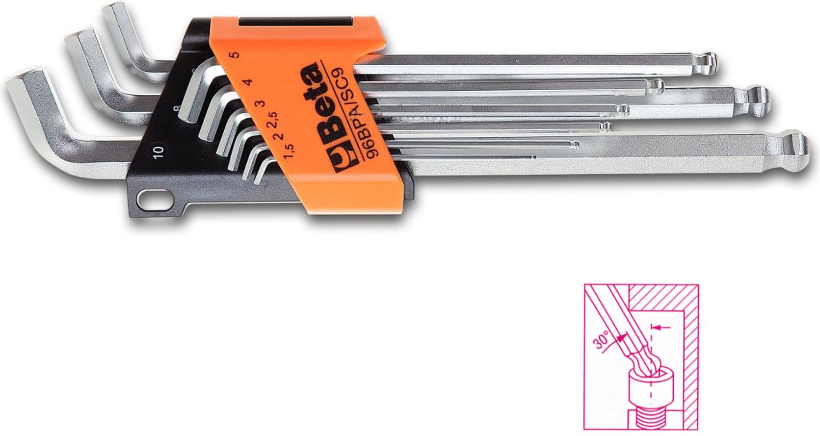 Set chiavi maschio esagonale Beta 000960974 96BP/SC9 Cromo