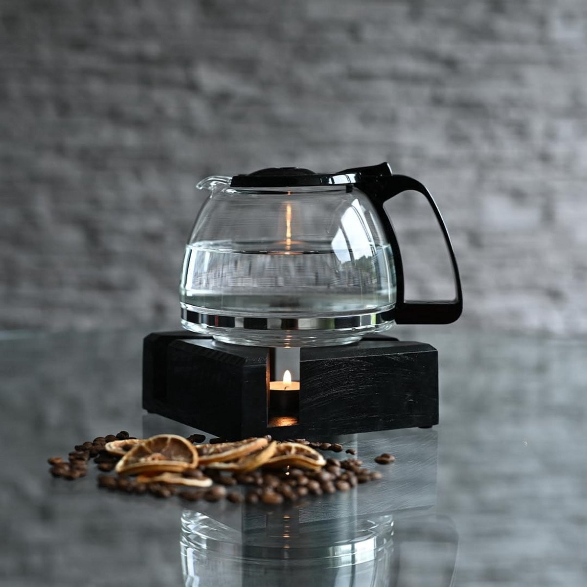 Houten Theelichthouder Zwart - Handgemaakte Warmhouder voor Theepot en Waxinelicht
