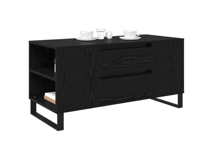 KTHLBRH Couchtisch Eiche Schwarz 102 x 44,5 x 50 cm Technisches Holz, praktische Ablagen, modernes Design, vielseitige Verwendung im Innenbereich
