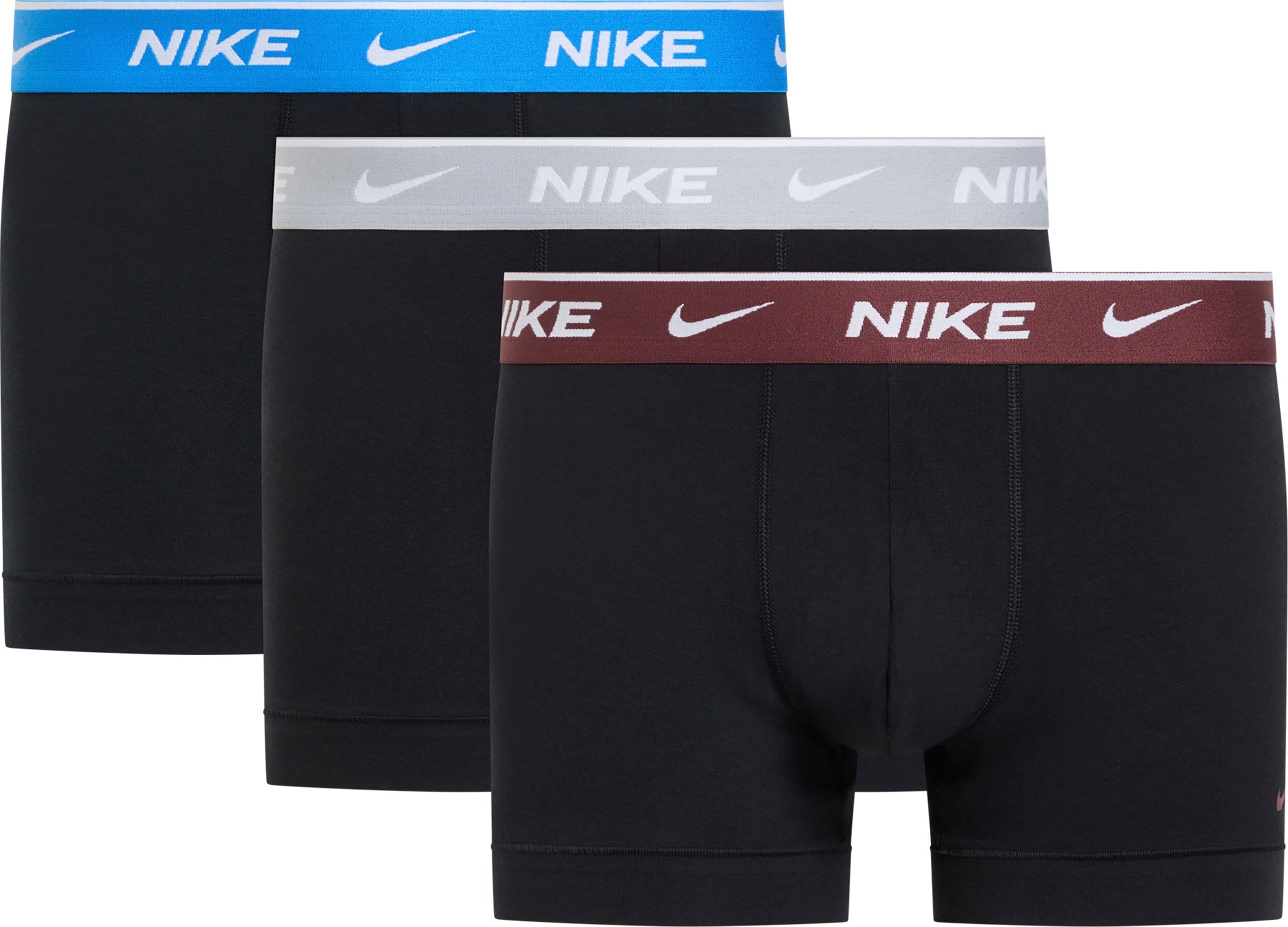 Trunk NIKE UNDERWEAR "TRUNK 3PK", Herren, Gr. XXL, 3 Stk., Jersey, schwarz (open schwarz), Jersey, Obermaterial: 95% Baumwolle, 5% Elasthan, körpernah, Unterhosen Trunk, mit Logo-Elastikbund