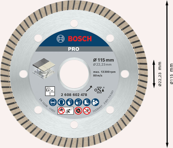 Bosch PRO Ceramic Diamanttrennscheibe, 115 x 22,23 mm 2608602478