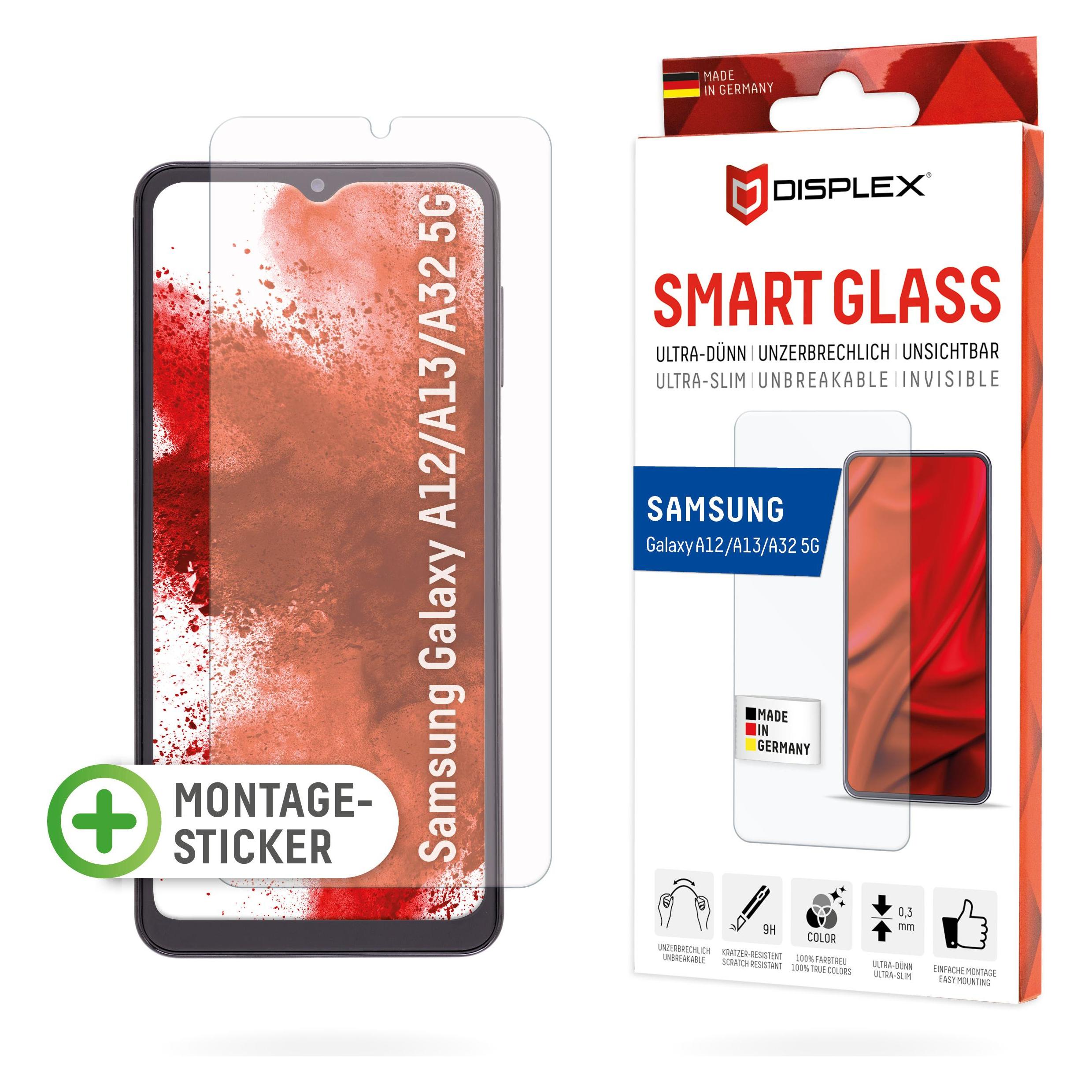 Displex Smart Glass, Displayschutzfolie (1 Stk., Samsung Galaxy A02, Samsung Galaxy A12, Samsung Galaxy A12 Nacho, Samsung Galaxy A13, Samsung Galaxy A13 5G, Samsung Galaxy A32 5G, Samsung Galaxy M02, Samsung Galaxy M12) (01635)