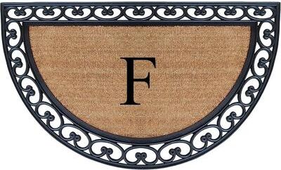 "A1 Home Collections Half Round Rubber Coir Monogrammed Double Doormat, 30"" x 48"""