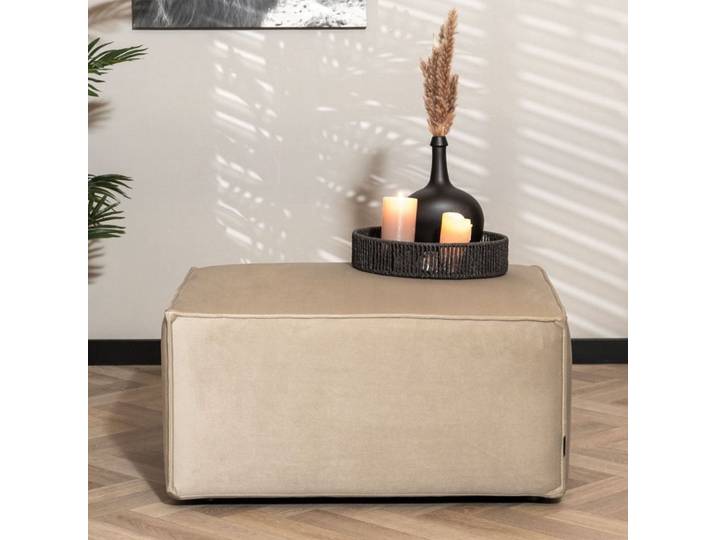 Bronx71 Samt Hocker Memphis rechteckig beige