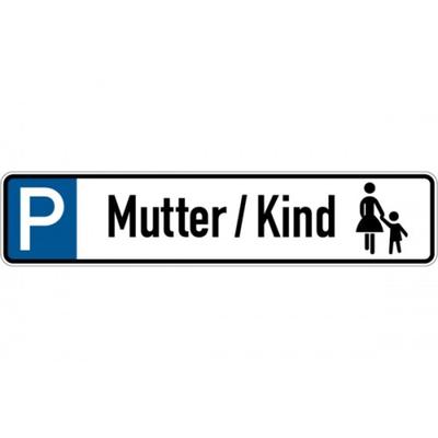 Parkplatzkennzeichen, P-Mutter/Kind mit Symbol, 113x523mm, Alu geprägt - 523x113x0.45 mm Aluminium geprägt