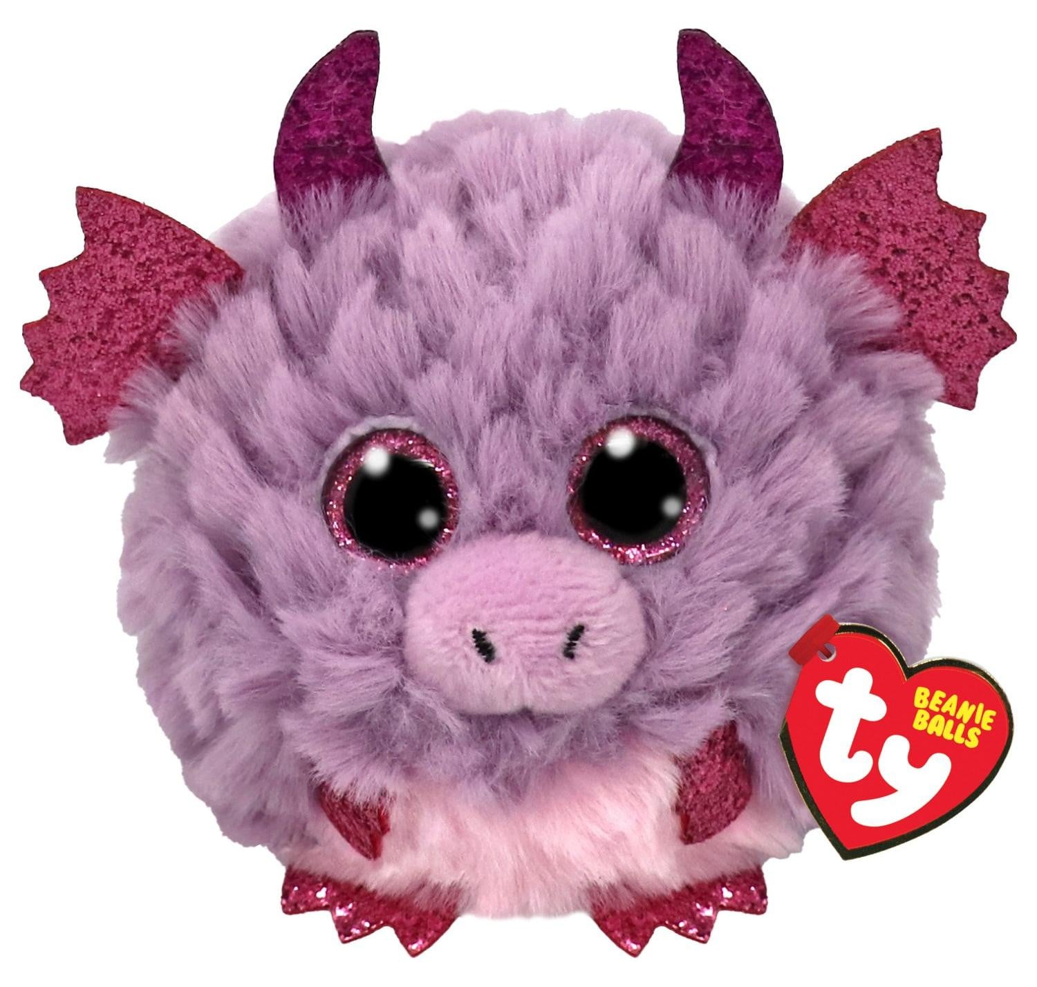 Ty Puffies Draak Spark knuffel, paars, 10 cm