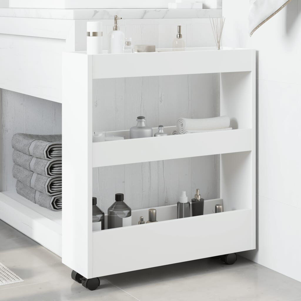 Lily Manor Storage Serving Cart White 70cm H X 60cm W X 18cm D