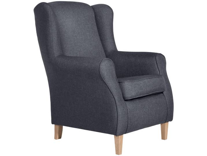 Max Winzer Ohrensessel Lesesessel, Blaugrau, Holz, Buche, 77x103x86 cm, Goldenes M, Made in Europe, Wohnzimmer, Sessel, Polstersessel