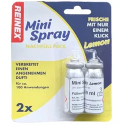 Raumspray Reinex Mini Spray Nachfüller Lemon 2 x 10 ml sorgt schnell für wirkungsvoll angenehme Gerüche