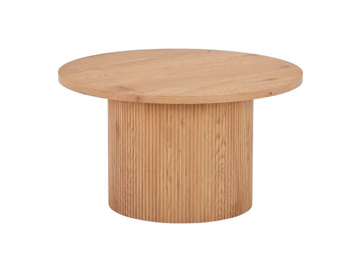Table basse ronde 80cm pieds relief mdf effet bois naturel
