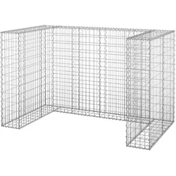 vidaXL Gabionenwand für Mülltonnen Verzinkter Stahl 180x100x110 cm