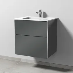 Sanipa 3way Waschtisch-Set mit Keramik-Waschtisch Design und Unterbau, Anthrazit-Glanz, BS47979 BS47979