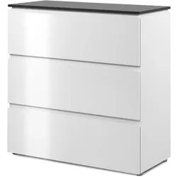 SCHUBLADENKOMMODE weiß Glanz, grau 89 cm, Kommode mit 3 Schubkästen