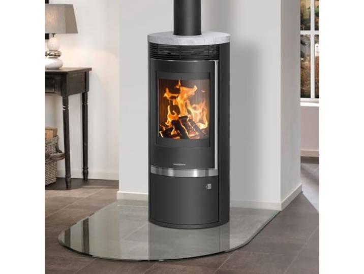 Oranier 5793 52 Rota Top 2.0 Kaminofen Stahl Schwarz mit Speckstein-Abdeckplatte / A+