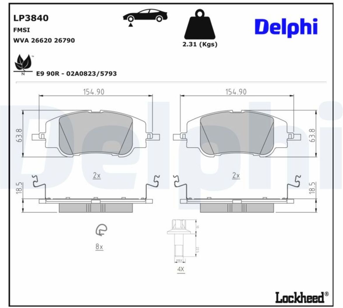 Bremsbelagsatz DELPHI LP3840