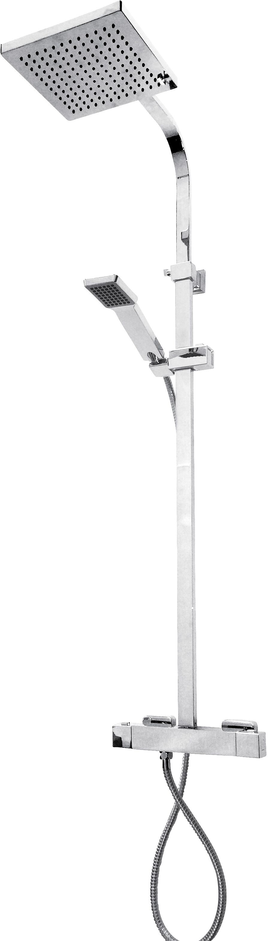 Duschsystem ADOB "Saragossa", grau (chromfarben), H:110cm, Brausegarnituren, Duschsystem, mit Thermostat chromfarben Einheitsgröße
