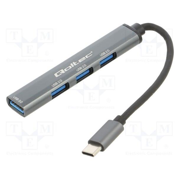 Qoltec HUB-Adapter USB-C 3.1 4in1, USB 3.0, 3x USB 2.0 (USB-C, 4 Ports) (Qoltec)