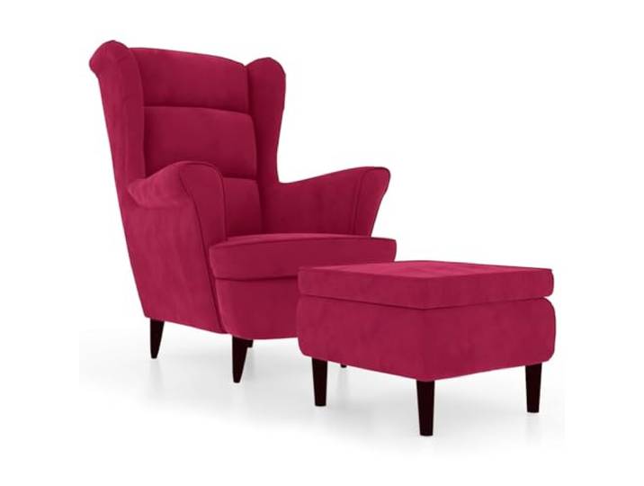 Tomostar Sessel mit Fußstütze, Loungesessel, Relaxsessel mit Ohren, mit Hocker, Bordeauxrot, Samt