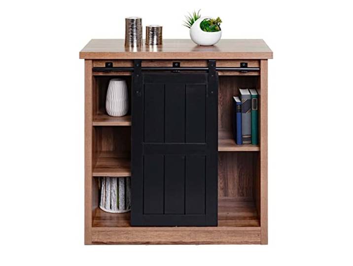 Mendler Kommode HWC-K75 Industrial, 84x80x40cm - braun Schrank, Regal, Schiebetüre, 5 Staufächer, Holz-Optik, Metall