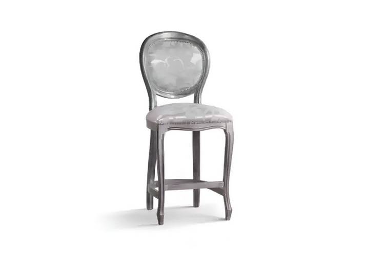 JVmoebel Barhocker Grauer Designer Barhocker aus Holz mit elegantem Textilbezug (1 St., Barhocker), Made in Italy