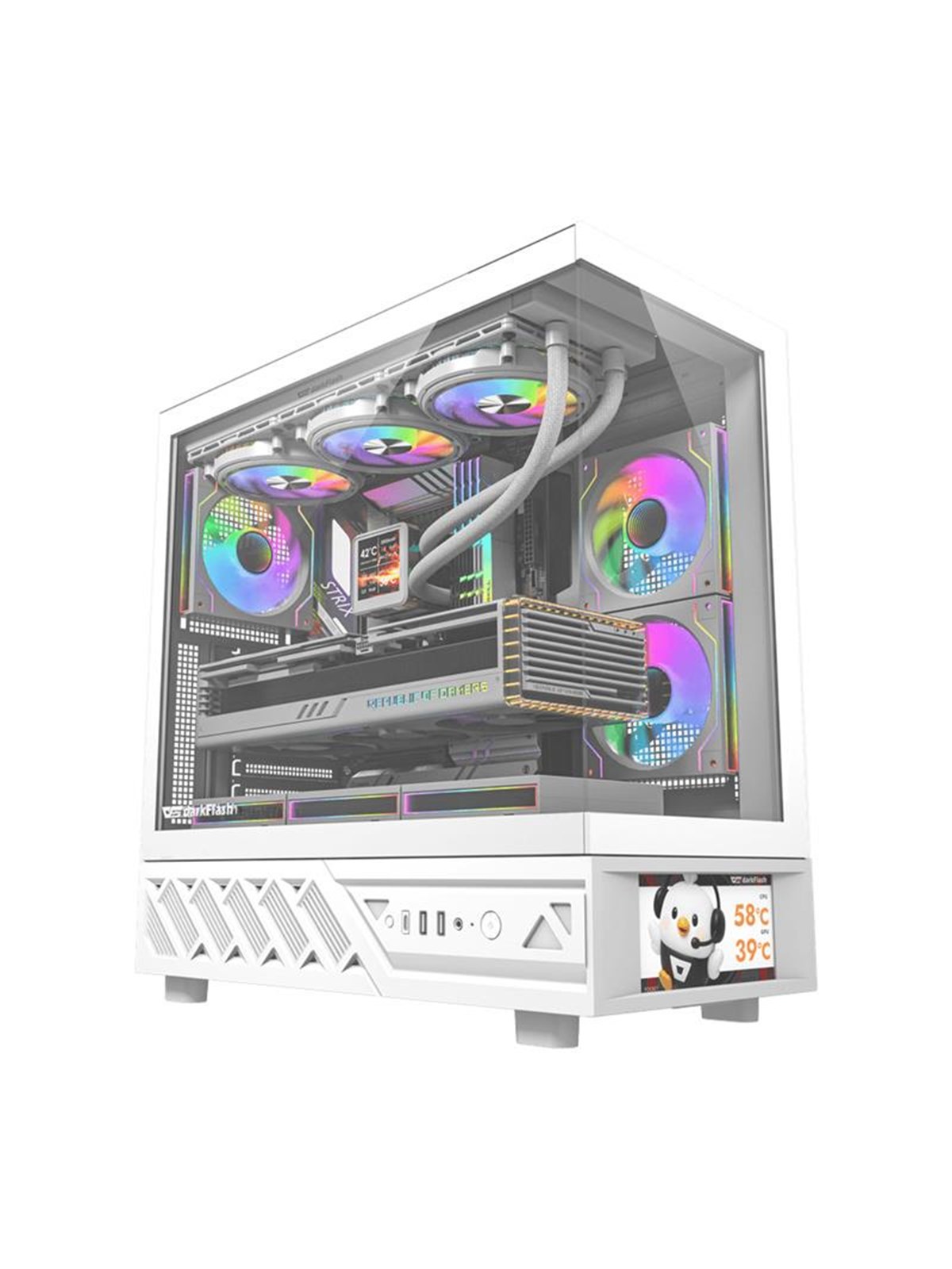 Darkflash DS950V Computer Case with Display + 6 Fans - Gehäuse - Weiß