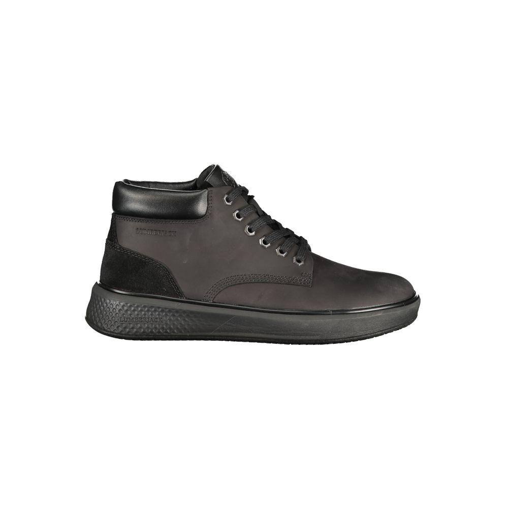 Lumberjack Zwarte Leren Sneakers Voor Mannen