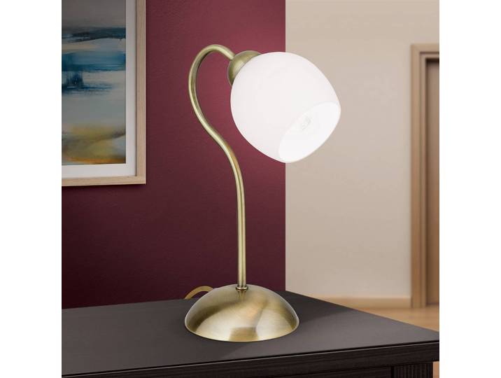 Nachtkastlamp - nachtlampje Doma, brons / oud-messing, Woon-/ Eetkamer, metaal, Tafellamp