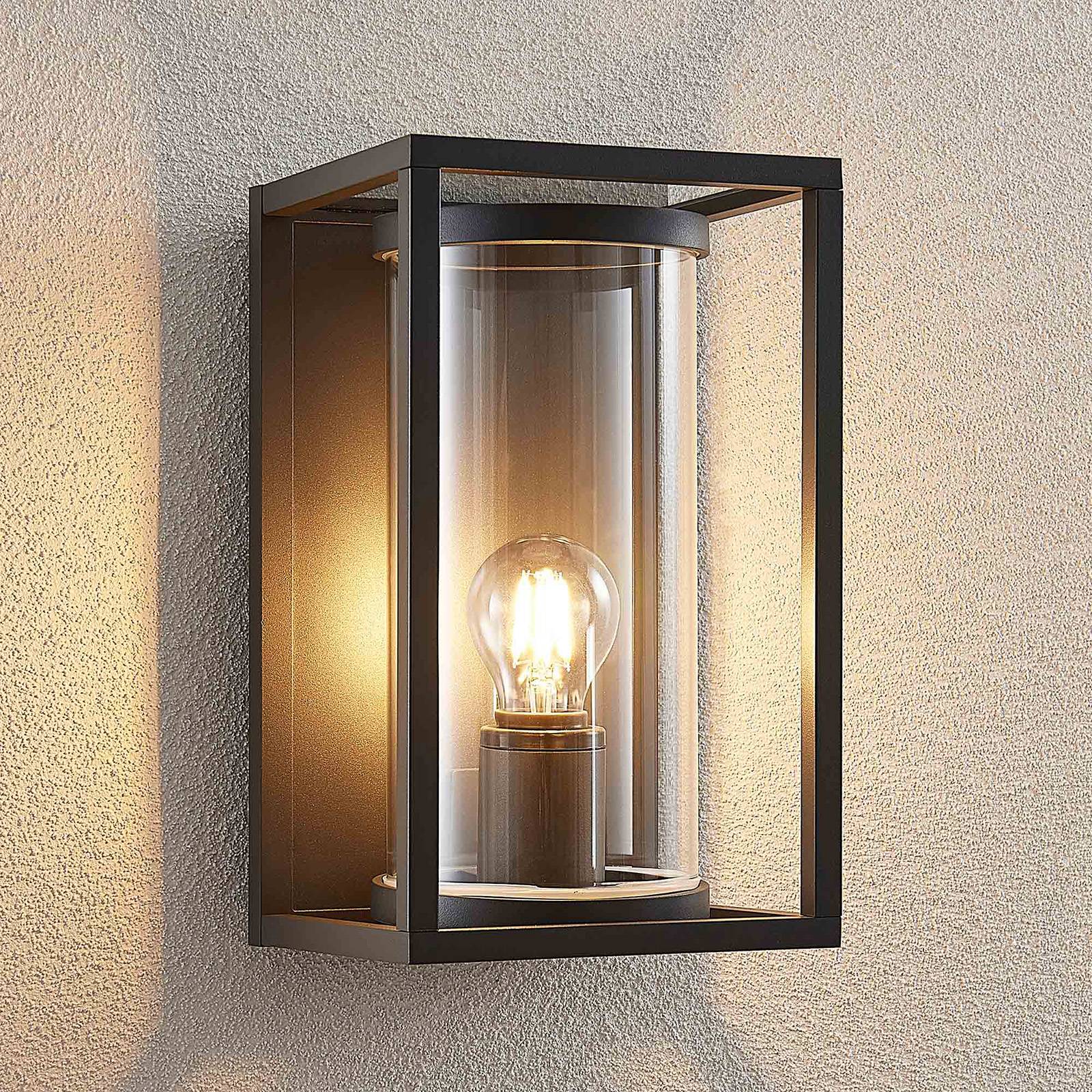 Außenwandleuchte Brienne Lucande, dimmbar, alu / grau / zink, Aluminium, Modern, Wandleuchte außen