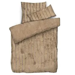 MONT CHALET Fell-Wendebettwäsche Jacquardstreifen Lammfellimitat Einzelbett, 3tlg.